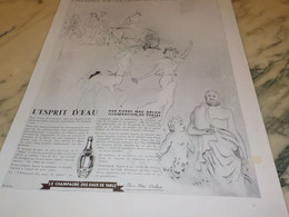 ANCIENNE PUBLICITE CHAMPAGNE DES EAUX DE TABLE  PERRIER  1938 - Perrier