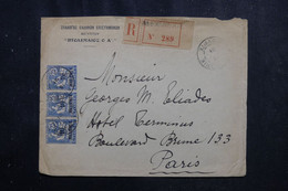 ALEXANDRIE - Enveloppe Commerciale En Recommandé De AlexandrIe Pour Paris En 1921, Affranchissement Mouchons - L 72250 - Cartas & Documentos