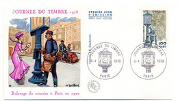1978 --FDC ...Journée Du Timbre      (facteur)....cachet  PARIS - 75................... - 1970-1979