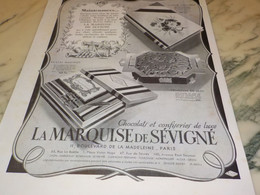 ANCIENNE PUBLICITE  CHOCOLAT MARQUISE DE SEVIGNE 1939 - Afiches