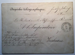„DÉPÊCHE TELEGRAPHIQUE A L‘ IMPERATRICE“ RRR ! FELDPOST Versailles>Wiesbaden(France Lettre Guerre 1870 Brief Preussen - Krieg 1870