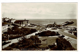 Ref 1405 - 1939 Real Photo Postcard - Central Gardens & Pier Bournemouth - Hampshire Dorset - Bournemouth (until 1972)