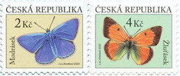 Czech Republic - 2020 - Common Blue And Cloudy Yellow Butterflies - Mint Definitive Stamp Set - Ungebraucht