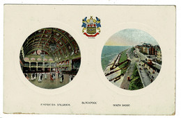 Ref 1406 - 1908 Double View Postcard - Blackpool Lancashire - Ballroom & North Shore - Blackpool