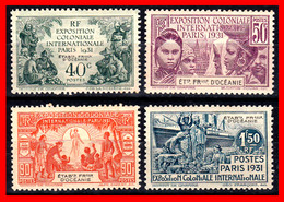 FRANCIA  ( OCEANIA ) ( ANTIGUAS COLONIAS Y PROTECTORADOS ) SERIE 4 SELLOS AÑO 1931 EXPOSICION INTERNACIONAL DE PARIS - 1931 Exposition Coloniale De Paris