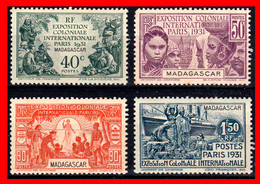 FRANCIA  ( MADAGASCAR ) ( ANTIGUAS COLONIAS Y PROTECTORADOS ) SERIE 4 SELLOS AÑO 1931 EXPOSICION INTERNACIONAL DE PARIS - 1931 Exposition Coloniale De Paris