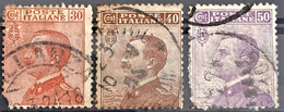 ITALY / ITALIA 1908/22 - Canceled - Sc# 102, 104, 105 - Oblitérés