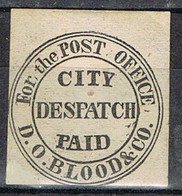 Stamp Post Office Local BLOOD'S An Co. City Dispatch PAID, United States * - Lokalausgaben