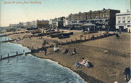 SUSSEX - WORTHING - BEACH W FROM PIER  Sus987 - Worthing