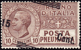 1924 Rohrpost 15 C. über 10 C. Stark Verschobener Überdruck. Postfrisch, Ital. Posta Pneumatica - Pneumatische Post