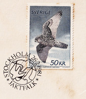 BIRDS OF PREY-GYRFALCON-BOOKLET STAMP ON ON FDC-SWEDEN-1981-FC2-103 - Paons