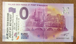 2016 BILLET 0 EURO SOUVENIR DPT 84 PALAIS DES PAPES ET PONT D'AVIGNON + TAMPON ZERO 0 EURO SCHEIN BANKNOTE PAPER MONEY - Essais Privés / Non-officiels