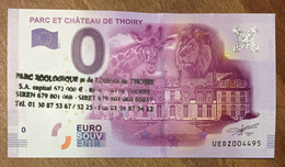 2016 BILLET 0 EURO SOUVENIR DPT 78 PARC ET CHÂTEAU DE THOIRY + TAMPON ZERO 0 EURO SCHEIN BANKNOTE PAPER MONEY - Pruebas Privadas