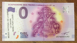 2016 BILLET 0 EURO SOUVENIR DPT 75 SCAPHANDRE DES FRÈRES CARMAGNOLLE + TAMPON ZERO 0 EURO SCHEIN BANKNOTE PAPER MONEY - Essais Privés / Non-officiels