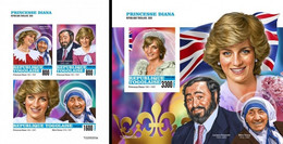 Togo 2020, Diana, Pavarotti, Mother Teresa, 4val In BF+BF IMPERFORATED - Madre Teresa