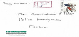 Malta 1992 Valletta Returned Letter Branch KOMR Military Registered Cover - Malte