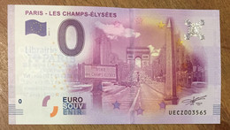 2016 BILLET 0 EURO SOUVENIR DPT 75 PARIS - LES CHAMPS ÉLYSÉES + TAMPON ZERO 0 EURO SCHEIN BANKNOTE PAPER MONEY - Private Proofs / Unofficial