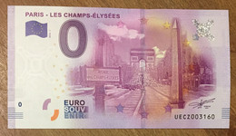 2016 BILLET 0 EURO SOUVENIR DPT 75 PARIS - LES CHAMPS ÉLYSÉES ZERO 0 EURO SCHEIN BANKNOTE PAPER MONEY - Pruebas Privadas