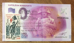 2016 BILLET 0 EURO SOUVENIR DPT 75 NAPOLÉON BONAPARTE + TIMBRE ZERO 0 EURO SCHEIN BANKNOTE PAPER MONEY - Essais Privés / Non-officiels