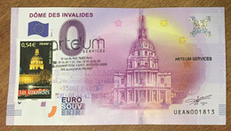 2016 BILLET 0 EURO SOUVENIR DPT 75 DÔME DES INVALIDES + TIMBRE ZERO 0 EURO SCHEIN BANKNOTE PAPER MONEY - Privatentwürfe