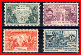 FRANCIA  ( SOUDAN FRANCAIS ) ( ANTIGUAS COLONIAS Y PROTECTORADOS ) SERIE 4 SELLOS AÑO 1931 EXPOSICION  DE PARIS - 1931 Exposition Coloniale De Paris