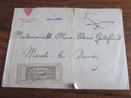 Lettre En Franchise Du Bureau De MARCHE-LES-DAMES (griffe Mauve) Du 14 Avril 1914. Etiquette "TELEGRAMME" Curieux! - Franchise