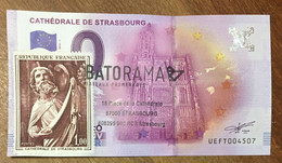 2016 BILLET 0 EURO SOUVENIR DPT 67 CATHÉDRALE DE STRASBOURG + TIMBRE ZERO 0 EURO SCHEIN BANKNOTE PAPER MONEY - Private Proofs / Unofficial