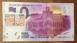 2016 BILLET 0 EURO SOUVENIR DPT 66 PALAIS DES ROIS DE MAJORQUE + TIMBRE ZERO 0 EURO SCHEIN BANKNOTE PAPER MONEY - Privéproeven