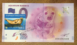 2016 BILLET 0 EURO SOUVENIR DPT 64 AQUARIUM DE BIARRITZ + TIMBRE ZERO 0 EURO SCHEIN BANKNOTE PAPER MONEY - Privatentwürfe