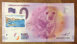 2016 BILLET 0 EURO SOUVENIR DPT 64 AQUARIUM DE BIARRITZ + TIMBRE ZERO 0 EURO SCHEIN BANKNOTE PAPER MONEY - Private Proofs / Unofficial