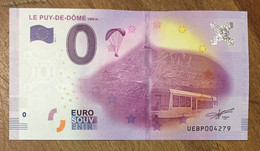 2016 BILLET 0 EURO SOUVENIR DPT 63 LE PUY DE DÔME ZERO 0 EURO SCHEIN BANKNOTE PAPER MONEY - Essais Privés / Non-officiels