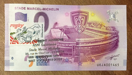 2016 BILLET 0 EURO SOUVENIR DPT 63 STADE MARCEL-MICHELIN + TIMBRE ZERO 0 EURO SCHEIN BANKNOTE PAPER MONEY - Essais Privés / Non-officiels