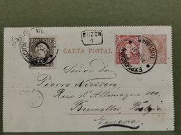 Carta Postale 1891, Oblitéré Expédition Tucuman Envoyé à Bruxelles - Usados