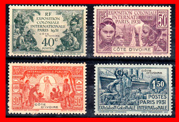 FRANCIA  ( COSTA DE MARFIL ) ( ANTIGUAS COLONIAS Y PROTECTORADOS ) SERIE DE 4 SELLOS AÑO 1931 EXPOSICION DE PARIS - 1931 Exposition Coloniale De Paris