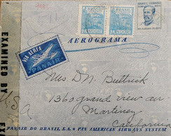 A) 1933, BRAZIL, SHIPPED TO CALIFORNIA – UNITED STATES, AEROGRAM, FLORIANO PEIXOTO STAMP - Storia Postale