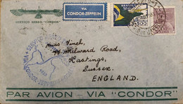 A) 1933, BRAZIL, SHIPPED TO ENGLAND, VIA CONDOR ZEPPELIN, SEAL COMMERCE AND AIR MAIL - Other & Unclassified