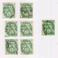 Type Blanc - 5c Vert Jaune - YT 111 - Variété Sur 6 Timbres - Used Stamps