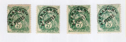 Type Blanc - 5c Vert Jaune - Pré Oblitéré - YT 41 - Variété Sur 4 Timbres - Gebruikt