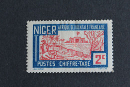 NIGER,AOF 1927 TIMBRE TAXE Y&T NO TA9 2C BLEU ET ROUGE-BRUN OBLITERE..B/TB - Usados