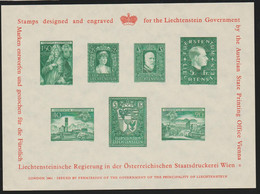 Liechtenstein S/Sheets Printed From The Original Dies By The Austrian State Printing Office In Folder. - Prove E Ristampe