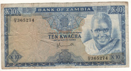 ZAMBIA  10 Kwacha  P22a  ( ND 1976   President Kenneth Kaunda - Victoria Falls On Back ) - Zambie