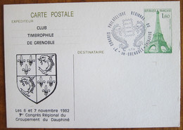 France // Entier Postaux  // Entier Postal , Club Timbrophile De Grenoble 1982 - Standard Postcards & Stamped On Demand (before 1995)