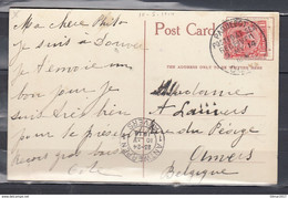 Postcard Paquebot Posted At Sea Received To Anvers (Belgique) - Lettres & Documents