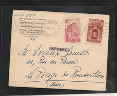 17-11-43 ENVELOPPE DE MONACO POUR LE PEAGE DE ROSSILLON - Cartas & Documentos