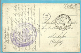 Postkaart 1921 POSTES MILITAIRES BELGIQUE / HAUTE COMMISSION INTERALLIE DES TERRITOIRES RHENANS - Legerstempels