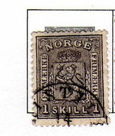Norvege (1867)  - Ecusson 1s. - Obliteres - Oblitérés