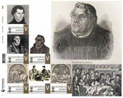 Ukraine 2020, Protestant Reformation, Martin Luther, Sheetlet Of 6v - Ukraine