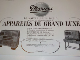 ANCIENNE PUBLICITE LE MAITRE DE LA RADIO MARCONI 1938 - Autres & Non Classés