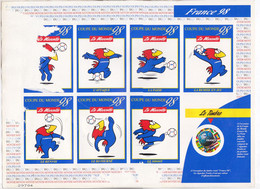 FEUILLET SOUVENIR 7 VIGNETTES FOOTIX  Et 1er TIMBRE ROND FRANCAIS COUPE DU MONDE 1998! - 1999-2009 Illustrated Franking Labels