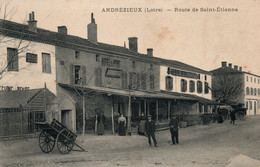 Andrézieux (Loire) Route De Saint Etienne, Hôtel Du Pont, Hôtel De La Loire - Carte Animée, Non Circulée - Andrézieux-Bouthéon
